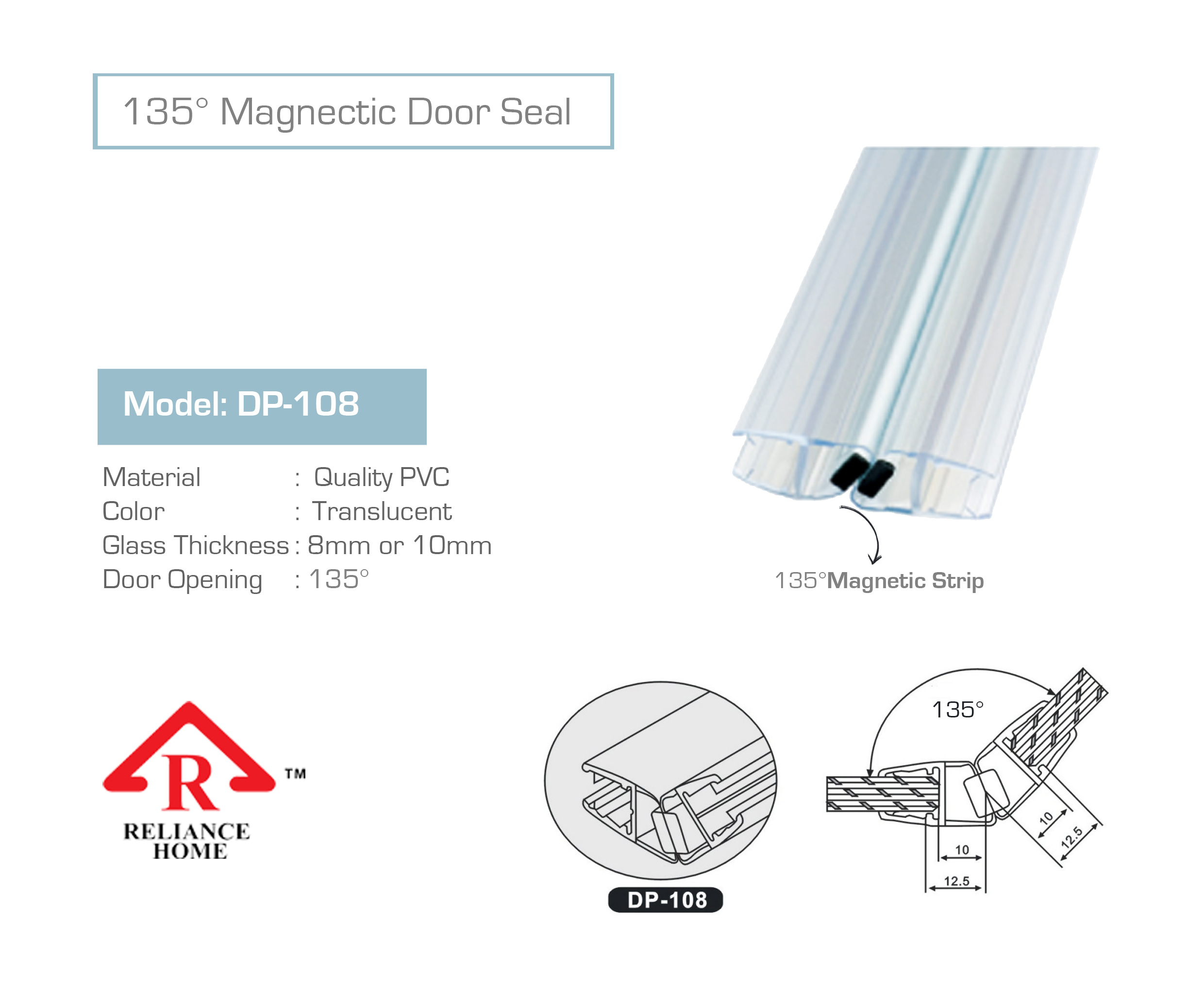Dinex DX290384113 Door Gasket for Glass Door 