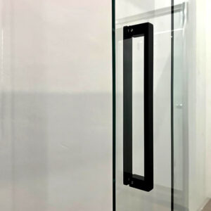 DT180, Square Black frameless Shower Screen, Soft close shower Door, Black frame, Sliding Shower Screen, square black handle