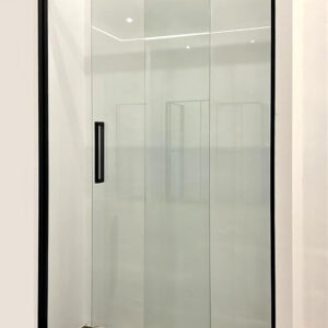 DT180, Square Black frameless Shower Screen, Soft close shower Door, Black frame, Sliding Shower Screen