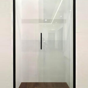 DT180, Square Black frameless Shower Screen, Soft close shower Door, Black frame, Sliding Shower Screen