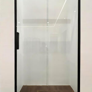 DT180, Square Black frameless Shower Screen, Soft close shower Door, Black frame, Sliding Shower Screen