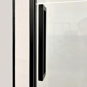DT180, Square Black frameless Shower Screen, Soft close shower Door, Black frame, Sliding Shower Screen, square black handle